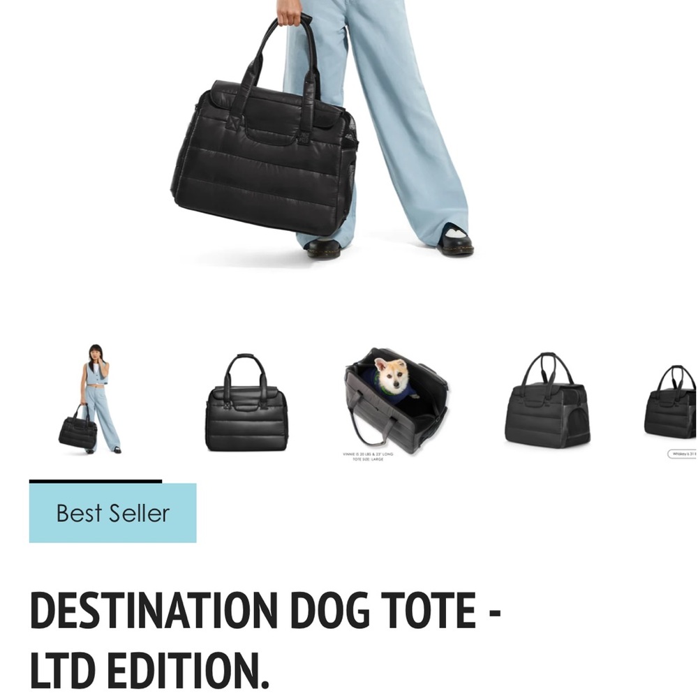 Just Fred Black Destination Dog Tote Limited Edition